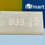 Wooden digital electronic alarm clock triangle wooden clock creative voice control LE
