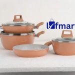 Kiam Die-Casting 7 Set Non-Stick Pan Ceramic Coated-Blue Color