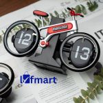 MidClock HY-F117 Unique Bicycle Vintage Flip Desk Clock – White + Red Color